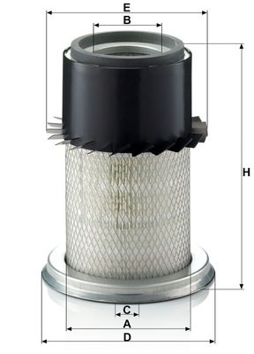 Luchtfilter 280x155x120 past: FIAT 350 S  MASSEY FERGUSON 375, 390, 390 T, 398, 399, MF 50 H, MF 50 HX, MF 60 H