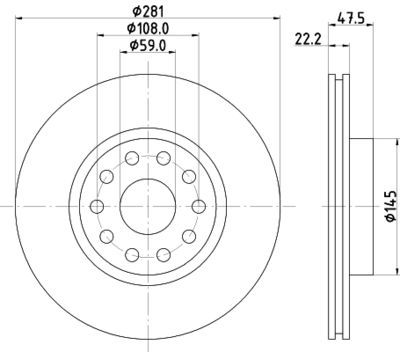 Тормозной диск MINTEX MDC848 для LANCIA KAPPA