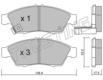 Комплект тормозных колодок, дисковый тормоз TRUSTING 453.0 для SUZUKI LIANA