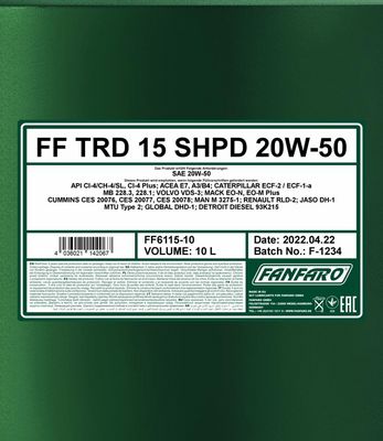 FANFARO TRD-15 SHPD 20W-50 10L