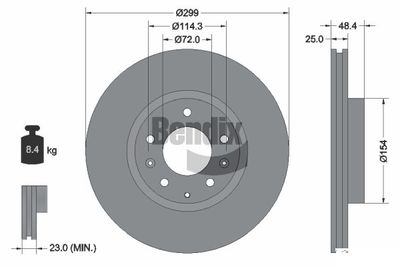 Тормозной диск BENDIX Braking BDS1646 для BESTURN (FAW) B70