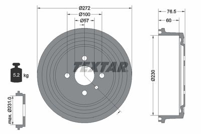 Тормозной барабан TEXTAR 94003700 для OPEL GT