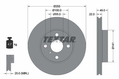 Тормозной диск TEXTAR 92077200 для GREAT WALL VOLEEX