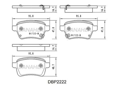 DANAHER DBP2222 Тормозные колодки и сигнализаторы  для ALFA ROMEO GIULIETTA (940_) 2.0 JTDM (940FXE1A)