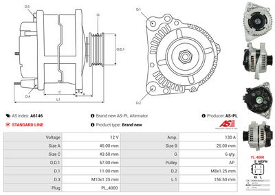 GENERATOR / ALTERNATOR AS-PL A6146 4