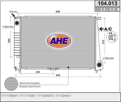 AHE 104.013 Радиатор охлаждения двигателя  для BMW Z1 (Бмв З1)