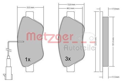 Комплект тормозных колодок, дисковый тормоз METZGER 1170102 для FIAT IDEA