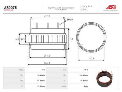 Stator, generátor AS-PL AS0075