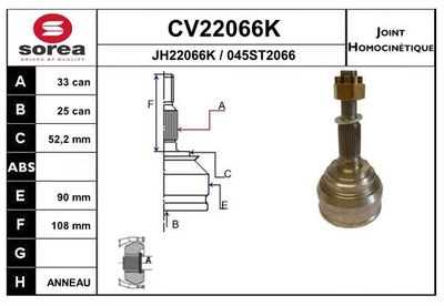 EAI Homokineet reparatie set, aandrijfas (CV22066K)