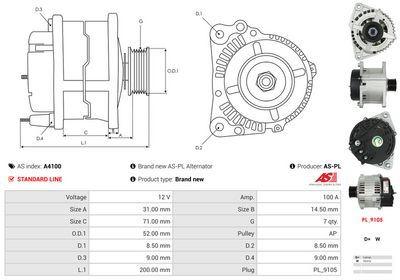GENERATOR / ALTERNATOR AS-PL A4100 4