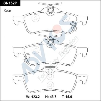 Комплект тормозных колодок, дисковый тормоз ADVICS SN152P для DAIHATSU CHARADE