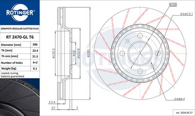 спирачен диск ROTINGER RT 2470-GL T6