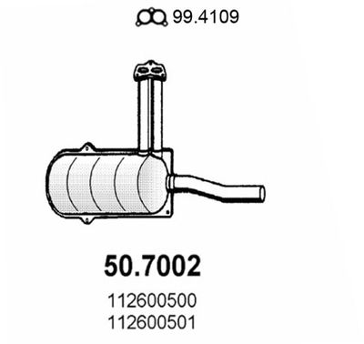 Глушитель выхлопных газов конечный ASSO 50.7002 для SKODA 110