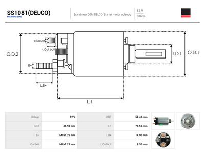 Solenoid, startmotor AS-PL SS1081(DELCO)