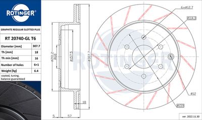 спирачен диск ROTINGER RT 20740-GL T6