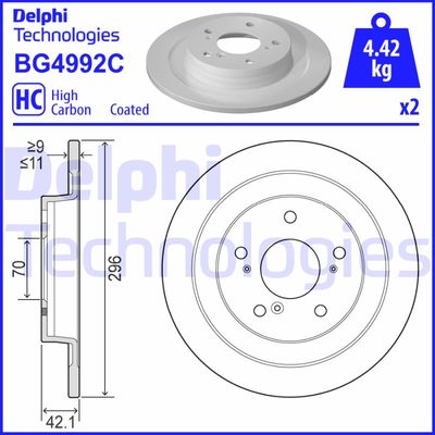 Bromsskiva DELPHI BG4992C