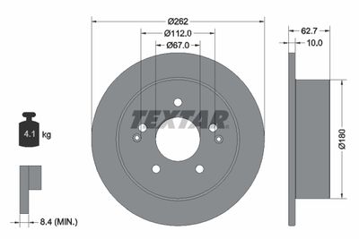 Тормозной диск TEXTAR 92322203 для SSANGYONG KORANDO