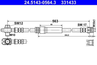 Тормозной шланг ATE 24.5143-0564.3 для VW EOS