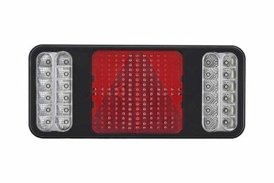 Achterlicht Links (LED, 12V, transparant, met indicator, anti-fog licht, achteruitrijlicht, met stoplicht, parkeerlicht, driehoekige reflector)