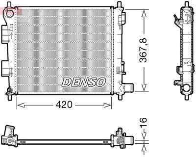 Радиатор, охлаждение двигателя DENSO DRM41025 для HYUNDAI i10