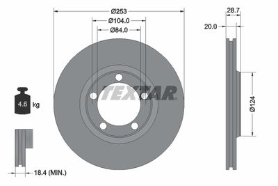 Тормозной диск TEXTAR 92093700 для HYUNDAI PORTER