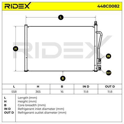 кондензатор, климатизация RIDEX 448C0082