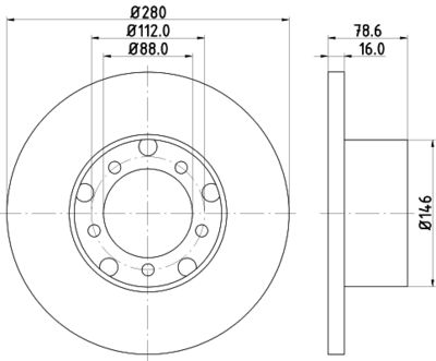 Тормозной диск HELLA 8DD 355 100-201 для MERCEDES-BENZ T2/LN1