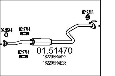 MTS 01.51470 Глушитель выхлопных газов  для HONDA CIVIC V седан (EG, EH) 1.6 16V Vtec (EH9)