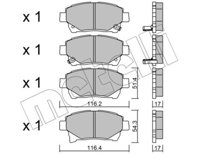 Комплект тормозных колодок, дисковый тормоз METELLI 22-0877-0 для TOYOTA IQ