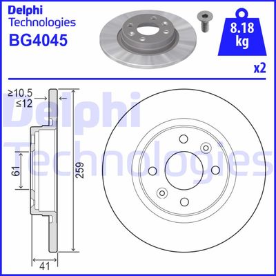 DELPHI BG4045 Тормозные диски  для DACIA  (Дача Логан)