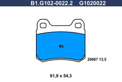 B1.G102-0022.2 GALFER Комплект тормозных колодок, дисковый тормоз