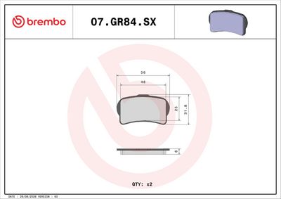Komplet kočnih obloga, disk kočnica BREMBO 07GR84SX