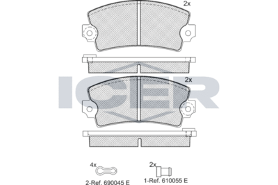 Комплект тормозных колодок, дисковый тормоз ICER 180060-067 для RENAULT 16