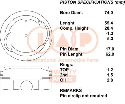 Поршень IAP QUALITY PARTS 101-16030 для SUZUKI SJ413