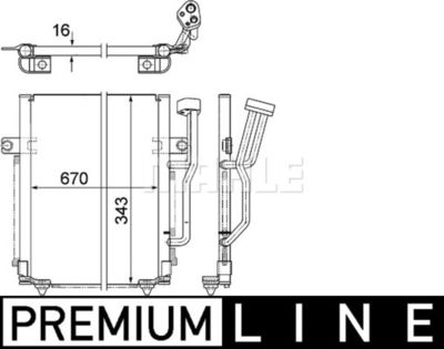 Конденсатор, кондиционер MAHLE AC 462 000P для MITSUBISHI SPACE