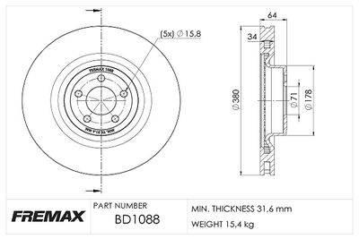 FREMAX BD-1088 Тормозные диски  для FORD USA MUSTANG купе 2.3 EcoBoost