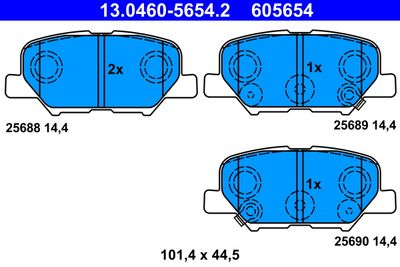 Комплект тормозных колодок, дисковый тормоз ATE 13.0460-5654.2 для MAZDA 6
