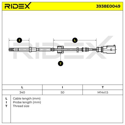 датчик, температура на изгорелите газове RIDEX 3938E0049