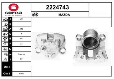 EAI 2224743 Тормозной суппорт  для MAZDA TRIBUTE (Мазда Трибуте)