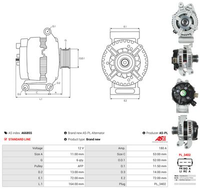 GENERATOR / ALTERNATOR AS-PL A6685S 4