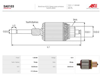 Rotor, štartér AS-PL SA0103