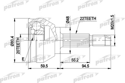 Шарнирный комплект, приводной вал PATRON PCV1055 для SEAT MALAGA