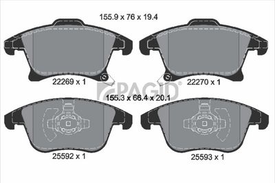 Zestaw klocków hamulcowych, hamulce tarczowe PAGID T2501N