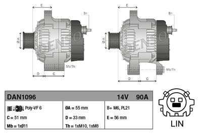 GENERATOR / ALTERNATOR DENSO DAN1096 2