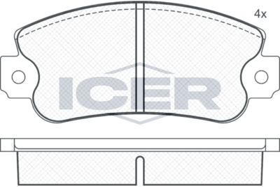 комплект спирачно феродо, дискови спирачки ICER