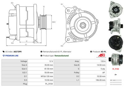 GENERATOR / ALTERNATOR AS-PL A0273PR 4