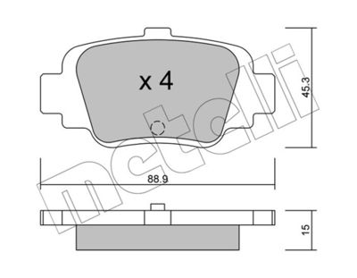 METELLI 22-0742-0 Тормозные колодки и сигнализаторы  для NISSAN MICRA II (K11) 1.0 i 16V