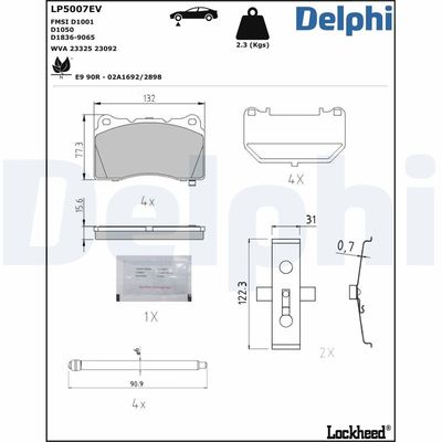 Комплект тормозных колодок, дисковый тормоз LP5007EV