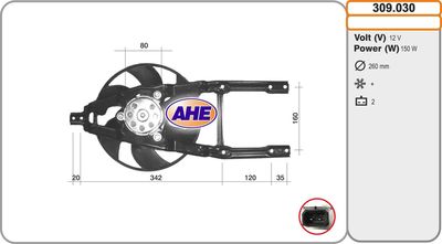 Вентилятор, охлаждение двигателя AHE 309.030 для FIAT CINQUECENTO