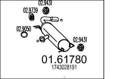 Глушитель выхлопных газов конечный MTS 01.61780 для TOYOTA RAV 4